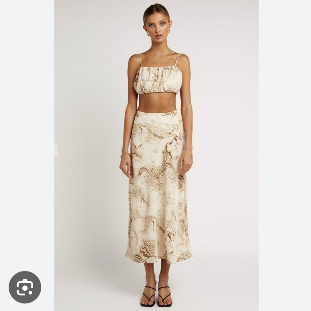 DISSH Agnes marble print A-line midi flowy skirt Sz XS